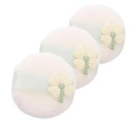 Mikikit 3pcs Fluffy Four Leaf Shamrock Makeup Powder Applicators for Loose Powder High Grasp Soft and Comfortable Plush Face Blending Pads Washable Reusable for Makeup and Touchups
