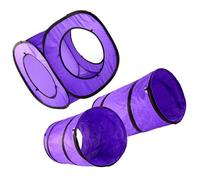 Mikikit 3pcs Foldable Double-channel Cat Tunnel Set with Crinkle Paper, Small Kitten Tube and Square Play Cube for Interactive Indoor Pet Play