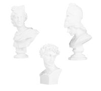 Mikikit 3pcs Greek Resin Bust Statue Set Mini Plaster Sculpture Figurines of Athena, Ancient Warrior, and Mythical Hero for Desktop Decoration and Mythology Home Accent