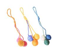 Mikikit 3Pcs Interactive Sisal Cat Balls for Indoor Kittens Durable Hanging for Multi Cat Play Promotes Exercise and Engagement with Bright Colors
