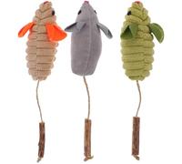 Mikikit 3pcs Large Catnip Mouse Silvervine Fruit, Interactive Chew for Indoor Cats, Kitten Play in Grass Green, Grey, and Beige