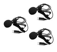 Mikikit 3pcs Lavalier Mic Small Condenser Microphone Clip for Smartphone Phone Recording Mic Pu Bag for Interview and Vlogging