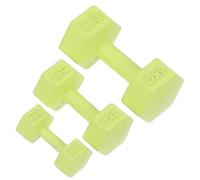 Mikikit 3pcs Mini Dumbbells Set for Dollhouse Accessories, Mini Sports Dumbbell Ornaments in Fresh Green, Small 1kg + Medium 2kg + Large 5kg Miniature Fitness Models for Doll and Miniature