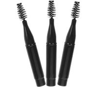 Mikikit 3pcs Mini Portable Black Eyelash Brush and Spiral Eyebrow Wand with Cap, Short Handle Eye Lash Applicator Tools for Precise Makeup and Lash Lift