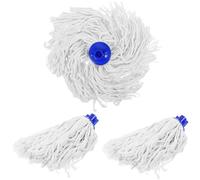 Mikikit 3pcs Mop Heads Replacement Cotton Yarn Mop String Head with Strong Absorbability for Wet and Dry Use Practical Refill Accessory for Household Floor Cleaning