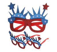 Mikikit 3pcs Patriotic Independence Day Sunglasses Set with Usa Flag Design for Adults Fun Red White Blue Star Crown Party Accessories Unique American Party Favor Decorations