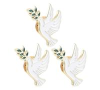 Mikikit 3pcs Peace Dove Symbol Pins, Elegant White Zinc Alloy Brooches with Rust Resistant Finish, Stylish Mini Bird Figurines for Scarf Accessory and Special Events Decoration