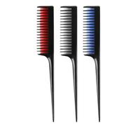 Mikikit 3pcs Plastic Hair Combs Set with Tip Tail Design for Hair Styling and Detangling, Long Handle Salon Hairdressing Combs in Black, Red, and Blue for Home and Professional Use