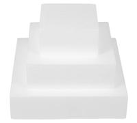 Mikikit 3pcs Polystyrene Cake Dummies Cubic-shaped Foam Models for Practicing Cake Decoration and DIY Crafts White Multi-function Wedding Dummies for Manual Homework