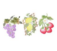 Mikikit 3pcs Sew-on Fruit Embroidered Patches for Clothes and Tablecloths, Easy to Use Cloth Appliques Simple Design, for Sewing and DIY Craft Decoration