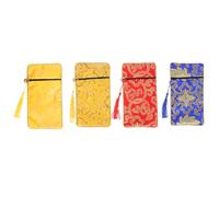 Mikikit 4 Pcs Buddhist Brocade Storage Pouches Scriptures Sundries Bags Lightweight Ethnic Style Decorative Pouch Bag for Gift and Office Use