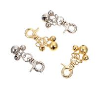 Mikikit 4 Pcs Cat Collar Charm Bells Set Metal Bell Pendant Key Chain with Silver Gold Vintage Hanging Pendant for Pet Collar Accessories and Training