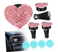 Mikikit 4 Pcs Cute Heart Car Vent Clips Bling Air Freshener Diffuser for Women Car Accessories Decor