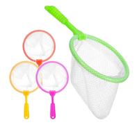 Mikikit 4 Pcs Fishing Nets with Handle Small Fish Scooper Nets for Bath and Aquarium in Yellow Orange Purple and Green Suitable for Outdoor and Indoor Nature Exploration