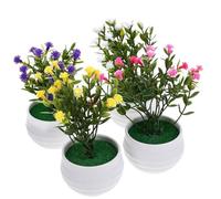 Mikikit 4 Pcs Small Artificial Flowers Mini Artificial Potted Plant Set, Lightweight Plastic Faux Potted Plants with Vivid and Realistic Design, for Decorating Desktop Or Tabletop Home