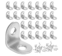 Mikikit 40 Sets Stainless Steel Angle Brackets L Shape Corner Brackets with Screw Holes 90 Degree Right Angle Design for Securing Desktops and Shelving