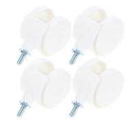 Mikikit 4pcs 1.5-inch White Multi-directional Furniture Caster Wheels without Brake, Small Office Chair Replacement Rolling Casters Compatible with Desks and Cabinets