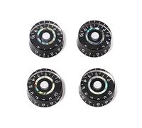 Mikikit 4pcs Black Electric Guitar Knobs Compatible with 6mm Diameter Pots Made of Lightweight Plastic with Abalone Blue Green B-stock for Custom Electric Guitar Parts