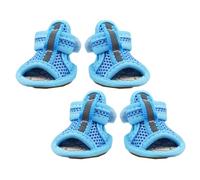 Mikikit 4pcs Breathable Anti-slip Dog Shoes Booties with Mesh Cotton Material, Soft Sole Protect Paws from Hot Pavement, Suitable for Walking on Deck, Blue Size 5