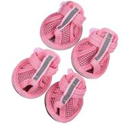 Mikikit 4pcs Breathable Mesh Pet Dog Shoes with Anti-slip Cowhide Sole, Comfortable Summer Boots for Dogs, Protect Paws from Hot Pavement, for Beach and Deck Use
