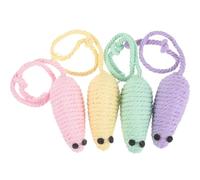 Mikikit 4pcs Cat Toys Little Mouse Soft Mouse Interactive Toy for Cats Kitten Teething