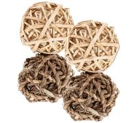 Mikikit 4pcs Chew Balls for Hamster and Chinchilla Small Animal Lightweight Teeth Care Cage Chewable Treat for Outdoor Use
