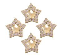 Mikikit 4pcs Clip-on Teeth Grill Caps with Zircon and Copper Material, Sparkly Golden Bling Mouth Accessories for Hip Hop Party and Cosplay, Nonpermanent Decorative Jewelry