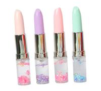 Mikikit 4pcs Creative Lipstick Ballpoint Pens with Smooth Gel Ink Colorful Sequins Drift Design Fun Cartoon Signature Pens for Party Favors and Stylish Stationery Collection