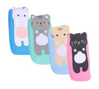 Mikikit 4Pcs Cute Cat Pencil Case Adorable Cartoon Canvas Organizer for School Supplies Sewing Tools Small Items Portable Storage for Teens Systematic Layout