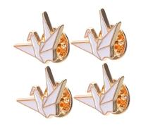 Mikikit 4pcs Cute Origami Crane Pin Brooches Fashion Women Metal Brooches Craft Pin Badges Scarf for Women