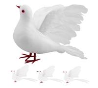 Mikikit 4pcs Faux Birds -like Pigeon Decor Ornamental Doves for Home Wedding Christmas Decor Peace Symbol