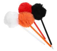 Mikikit 4pcs Fluffy Plush Ballpoint Pens for Smooth Writing with Comfortable Touch, Lightweight Design for Home and School Use