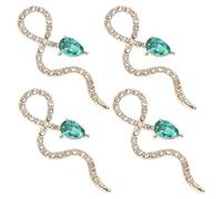 Mikikit 4pcs Gold Snake Nail Art Charms 3D Manicure Decorations Alloy Rhinestones Nail Decor Accessories for DIY Art Designs