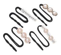 Mikikit 4pcs Hair Bun Maker with Pearls Easy to Carry Acrylic Wire Hair Styling Tool Black Chic Vintage for Daily Life and School