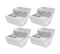 Mikikit 4pcs Iron Small Animal Feeders for Rabbits and Bunnies, Sturdy Silver Gravity Feeders Optimizing Daily Feeding Process, Suitable for Indoor and Farm Use