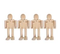 Mikikit 4pcs Large 13cm Unfinished Wooden Robot Figurine for - Jointed Peg Doll Figures for DIY Painting, Crafting, and Preschool Art Projects