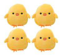 Mikikit 4pcs Little Yellow Chicken Coin Purse Small Coin Purse for Easter Plush Change Bag Random Foot for Easter Decor and Giving Random Color