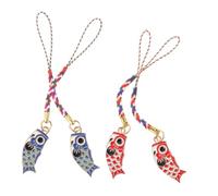 Mikikit 4pcs Lucky Carp Phone Charms Japanese Fish Pendant Keychain for Bag and Mobile Durable Protective Lucky Pendant with Red and Blue Carp Flags for Phone Backpack Keychain Decoration
