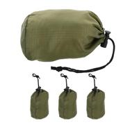 Mikikit 4pcs Military Green Raincoat Storage Drawstring Bags, Water-resistant Nylon Outdoor Emergency Pouches for Hiking Gear Organizer and Travel Backpack Pouch