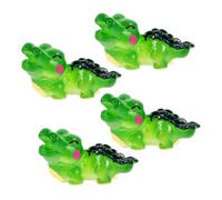 Mikikit 4pcs Miniature Resin Crocodile Figurines with Lifelike Appearance and Easy Installation, Green Mini Decoration for Fish Tank and Reptile Tank Decoration, for Mini Garden Views