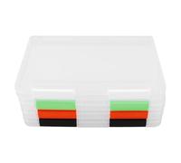 Mikikit 4Pcs Multi Purpose Plastic Storage Box with Buckle Lid Portable Organizer for Certificates Cards Postcards Coins Transparent File Cases in Orange Black White Fluorescent Green for