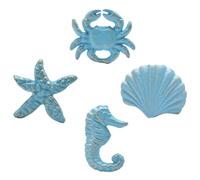 Mikikit 4pcs Ocean Style Cast Iron Animal Knobs Delicate Appearance for Wardrobe and Bedside Table Home Decoration Practical Nautical Design Color Color