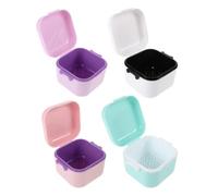 Mikikit 4pcs Plastic Nail Drill Bits Storage Box Manicure Tool Organizer Case with Dustproof Design and Drain Basket Compact Nail Art Accessory Holder for Home and Manicure Workstation