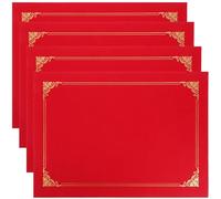 Mikikit 4pcs Red Certificate Diploma Holders 8.5 X 11 Paper Document Covers with Strength and Durability for Award and Graduation Ceremonies
