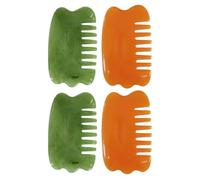 Mikikit 4pcs Resin Gua Sha Scraping Board and Scalp Massage Comb Set, Body Scraper for Skin Care, Natural Green and Orange Hair Massager for Full Body Relaxation and Scalp Stimulation