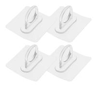 Mikikit 4pcs Round Adhesive Hooks for Bathroom and Kitchen, Acrylic No-Drill Self-Adhesive Towel and Shower Gel Holders, Wall Mounted Storage Rack with Sl nd Simple Design