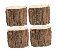 Mikikit 4pcs Rustic Wooden Planters Bucket Succulent Arrangement Buckets for Flower Arrangements Outdoor Use 3.54x3.14x3.14in Waterproof Natural Texture Wood Bark Pot with Charming Design