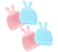 Mikikit 4Pcs Silicone Facial Cleansing Brush Kit Rabbit Style for Gentle Exfoliation and Stress Relief at Home