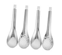 Mikikit 4pcs Stainless Steel Slotted and Soup Spoon Set for Cooking and Serving Skimmer Spoons for Home Kitchen Restaurant Salad Sauce and Caviar Use