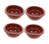 Mikikit 4pcs Thickened Bonsai Pots Non Slip Planting Basins for Welcome Pine Landscape Trees Indoor Garden Use with Capacity and Breathable Design